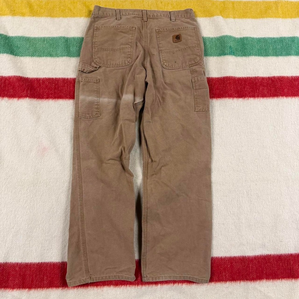 Vintage Carhartt Tan Canvas Carpenter Pants Mens 33x31.5 Workwear 90s Brown